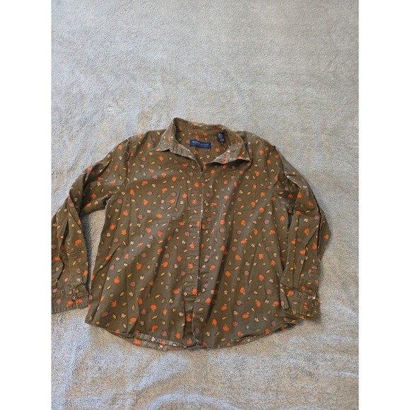 Karen Scott Tops - Karen Scott Fall Leave Pumpkin Olive Green Long Sleeve Womens L Cottage Granola